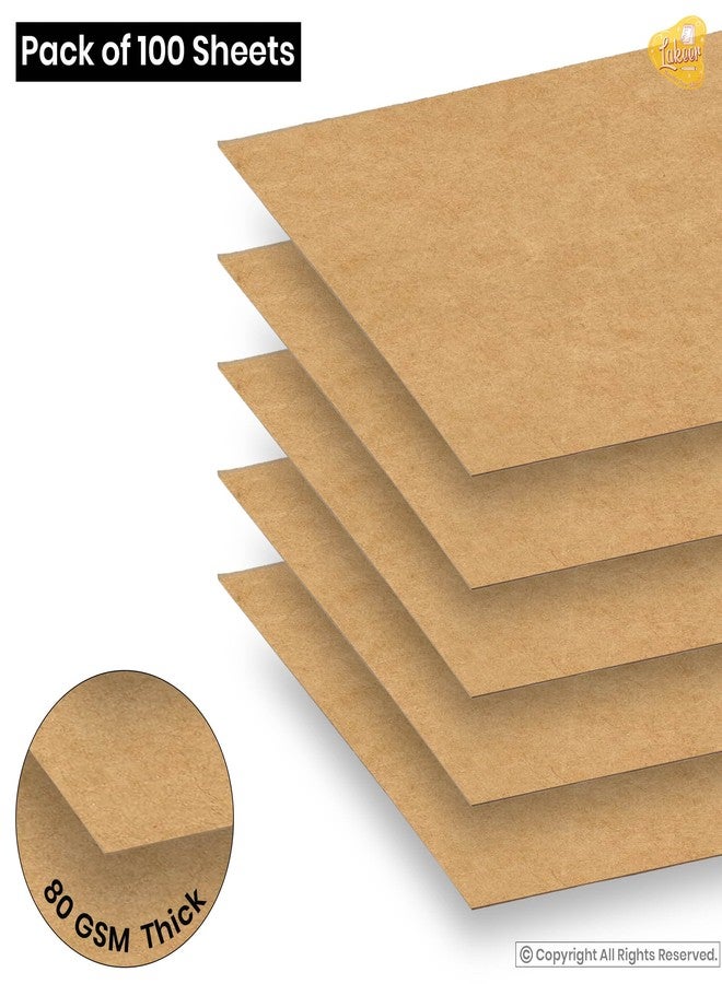 Lakeer 80 GSM A4 Kraft/Craft Paper Sheets - Pack of 100, Brown Color for DIY Projects, Pencils, Crafting, Decorations - Image 3